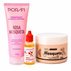 KIT Rosa Mosqueta - Hidratante Corporal+Esfoliante (rosto e corpo)+Óleo de rosa mosqueta